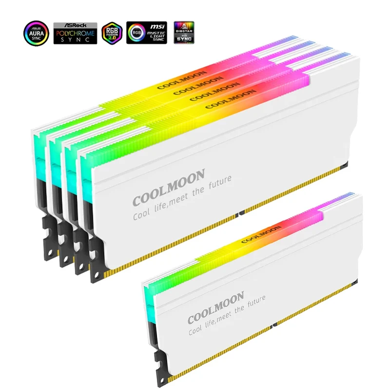1-4PCS RAM Heatsink Radiator 5V 3PIN ARGB PC Memory Cooling Vest Addressable Heat Sink Cooler for DDR3 DDR4 DDR5 Desktop PC Ram