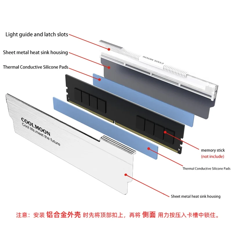 1-4PCS RAM Heatsink Radiator 5V 3PIN ARGB PC Memory Cooling Vest Addressable Heat Sink Cooler for DDR3 DDR4 DDR5 Desktop PC Ram