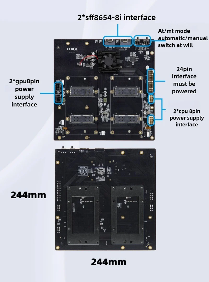 SXM2 for NVIDIA V100 GPU Adapter Board Card NVLink 300G 4-Port 4‑Way / Dual-Card Dual-Channel Pass-Through Expansion Backplane