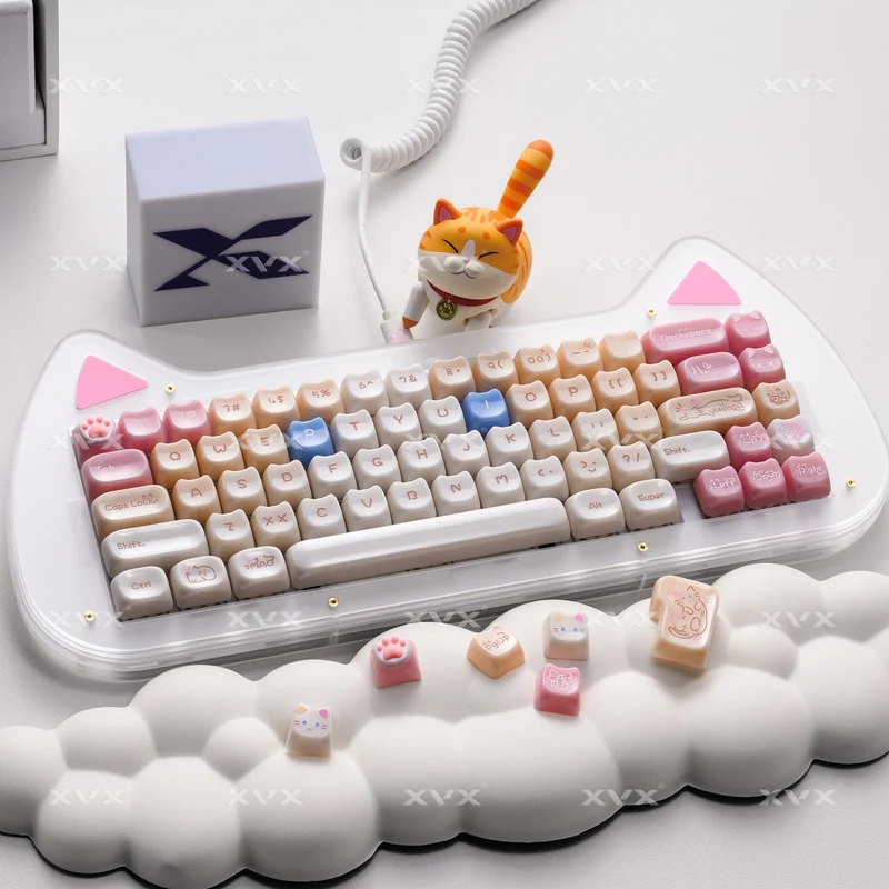 XVX 148 Keys Cat Theme Keycaps MAO Profile Key Cap Korean Glossy Cute Keycap for Keyboard 61 64 68 78 87 96 98 104 108