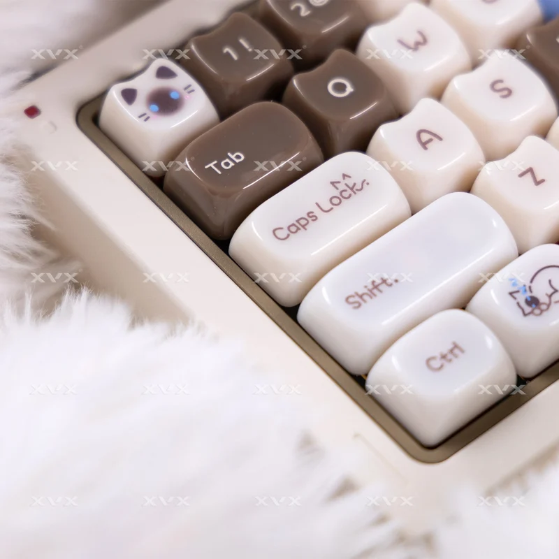 XVX 148 Keys Cat Theme Keycaps MAO Profile Key Cap Korean Glossy Cute Keycap for Keyboard 61 64 68 78 87 96 98 104 108