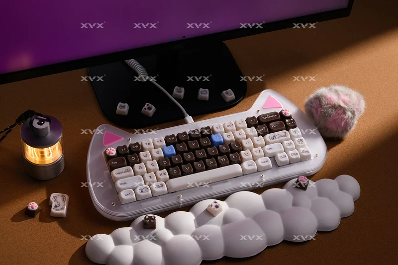 XVX 148 Keys Cat Theme Keycaps MAO Profile Key Cap Korean Glossy Cute Keycap for Keyboard 61 64 68 78 87 96 98 104 108