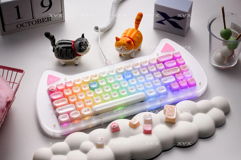 XVX 148 Keys Cat Theme Keycaps MAO Profile Key Cap Korean Glossy Cute Keycap for Keyboard 61 64 68 78 87 96 98 104 108