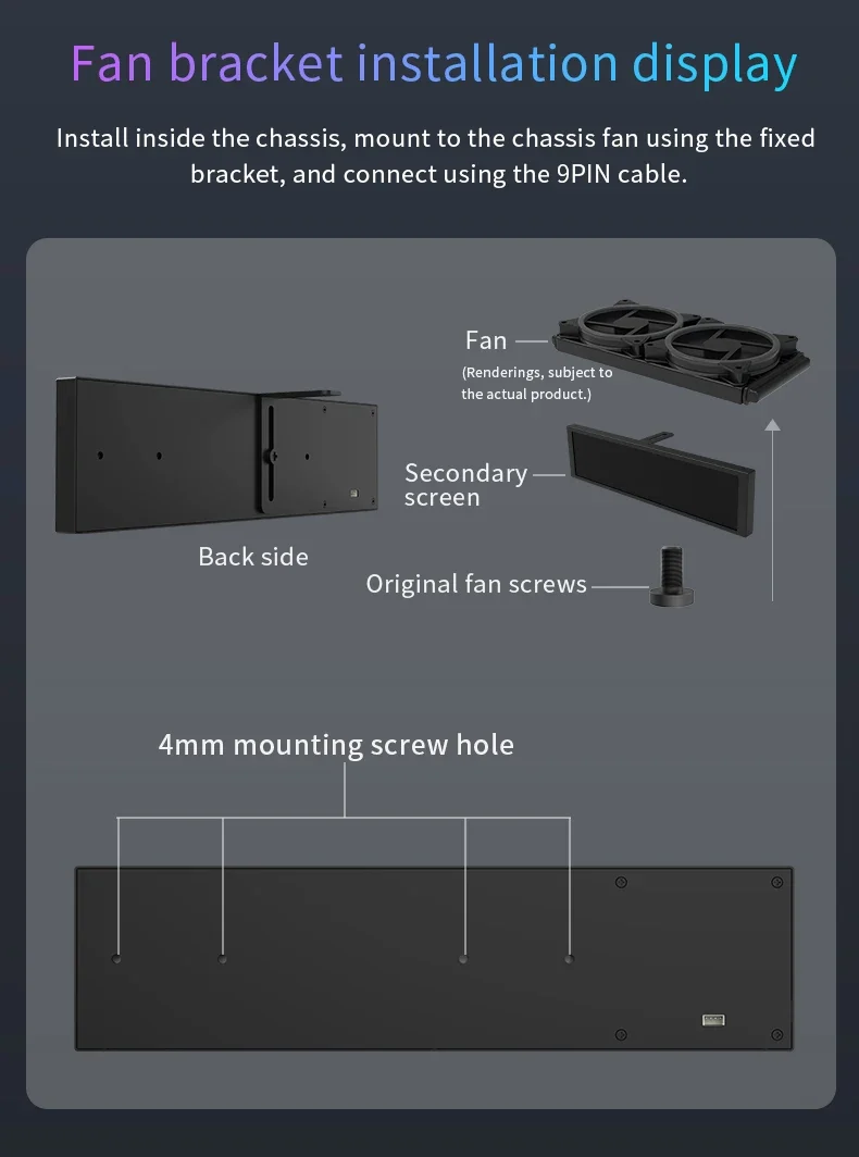 AJAZZ AKP02 9.2inch DIY IPS Secondary Screen 1920*464HD Wired USB Comprehensive Monitoring Multiple Custom Designs for Laptop PC