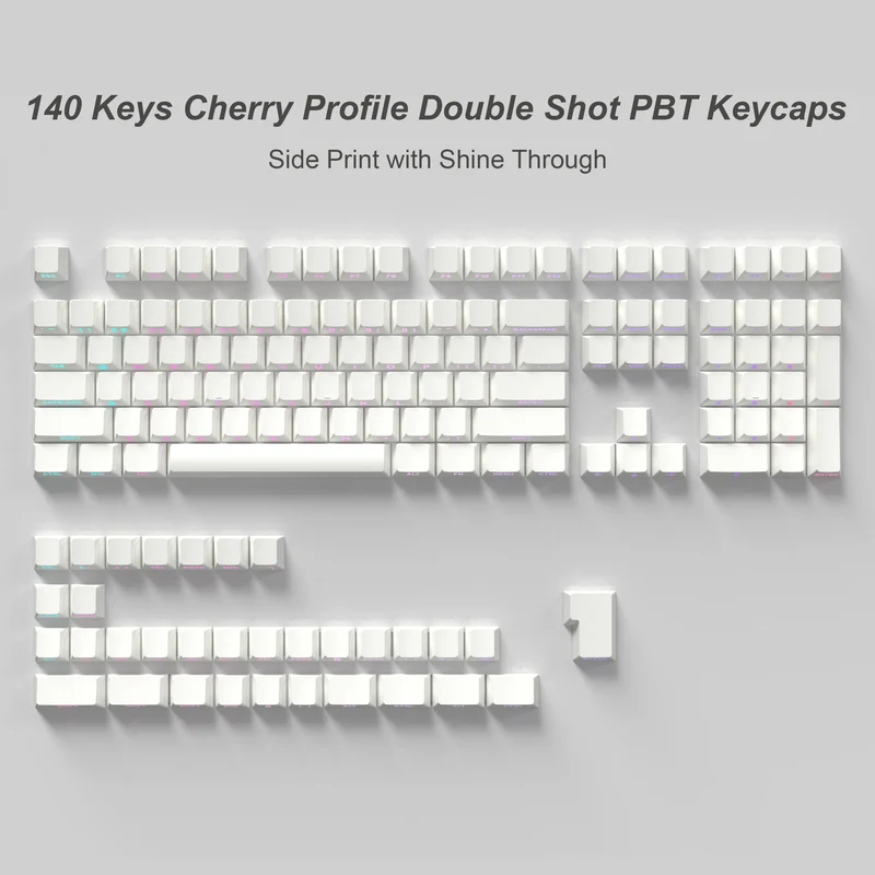 Babysbreath Side Print Shine Through Keycap Cherry Profile Double Shot PBT Keycaps 130 Key for Cherry MX Switches Gamer Keyboard