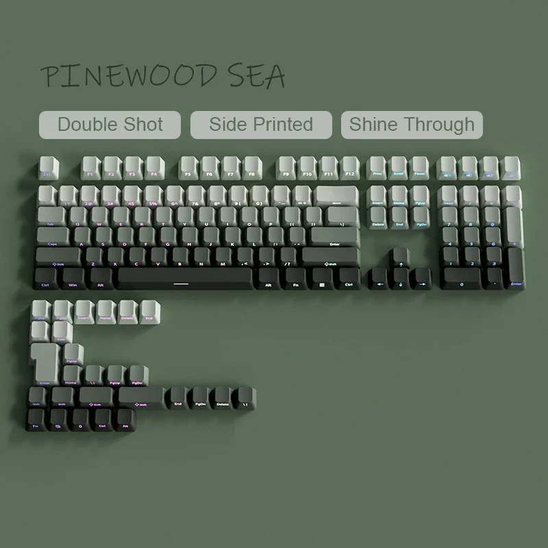 Babysbreath Side Print Shine Through Keycap Cherry Profile Double Shot PBT Keycaps 130 Key for Cherry MX Switches Gamer Keyboard