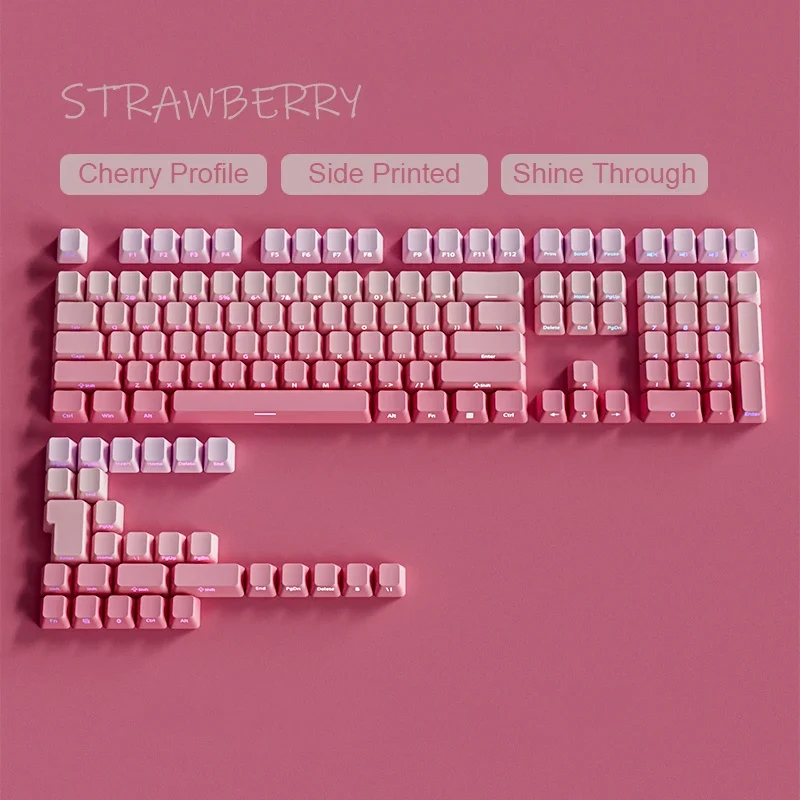 Babysbreath Side Print Shine Through Keycap Cherry Profile Double Shot PBT Keycaps 130 Key for Cherry MX Switches Gamer Keyboard