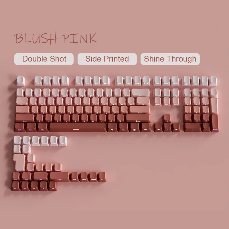 Babysbreath Side Print Shine Through Keycap Cherry Profile Double Shot PBT Keycaps 130 Key for Cherry MX Switches Gamer Keyboard
