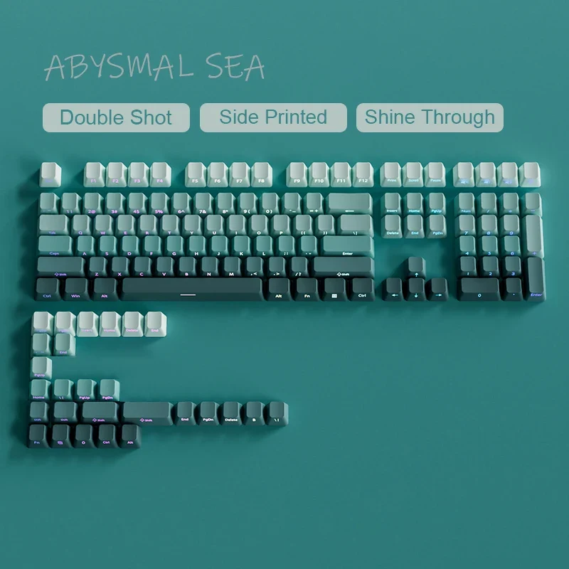 Babysbreath Side Print Shine Through Keycap Cherry Profile Double Shot PBT Keycaps 130 Key for Cherry MX Switches Gamer Keyboard