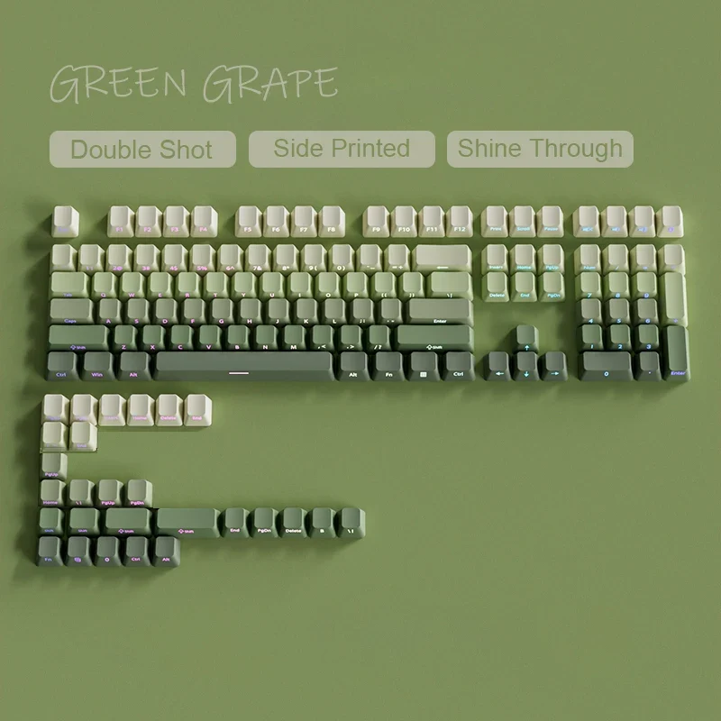 Babysbreath Side Print Shine Through Keycap Cherry Profile Double Shot PBT Keycaps 130 Key for Cherry MX Switches Gamer Keyboard
