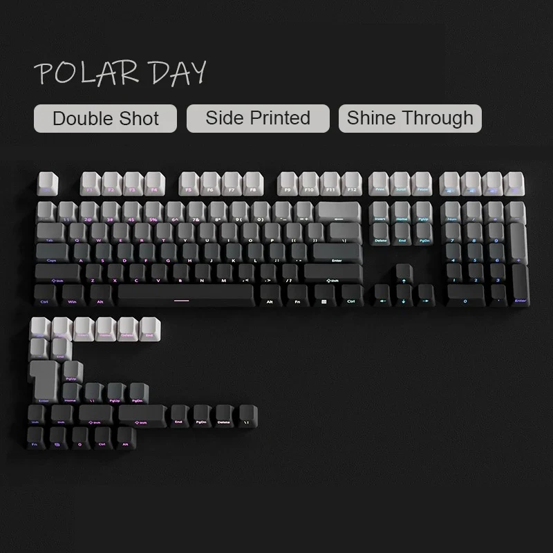 Babysbreath Side Print Shine Through Keycap Cherry Profile Double Shot PBT Keycaps 130 Key for Cherry MX Switches Gamer Keyboard