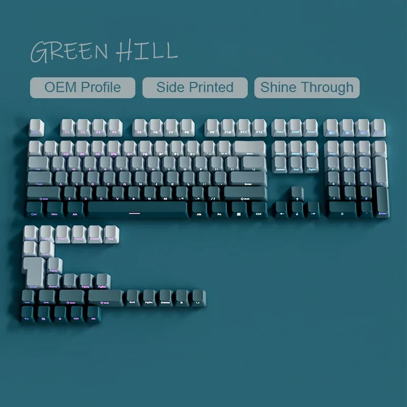 Babysbreath Side Print Shine Through Keycap Cherry Profile Double Shot PBT Keycaps 130 Key for Cherry MX Switches Gamer Keyboard