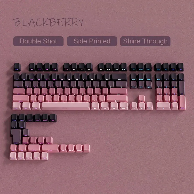 Babysbreath Side Print Shine Through Keycap Cherry Profile Double Shot PBT Keycaps 130 Key for Cherry MX Switches Gamer Keyboard