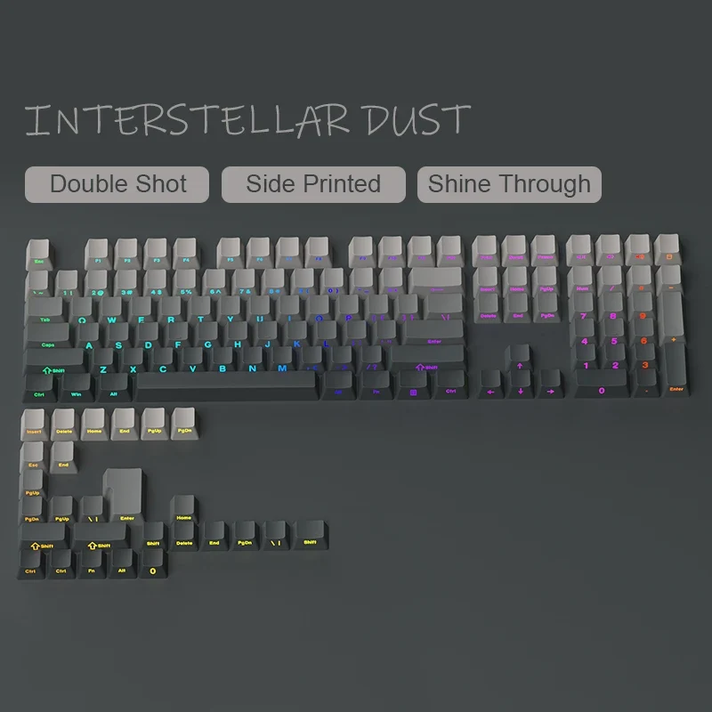 Babysbreath Side Print Shine Through Keycap Cherry Profile Double Shot PBT Keycaps 130 Key for Cherry MX Switches Gamer Keyboard