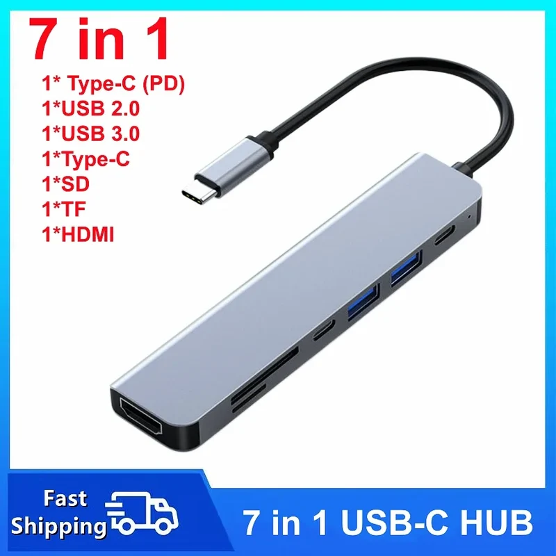 NEW USB C Hub 8In1 7In1 Type C Docking Station with USB3.0/2.0 HDMI SD/TF Card Reader PD Fast Charge for MacBook Notebook Laptop