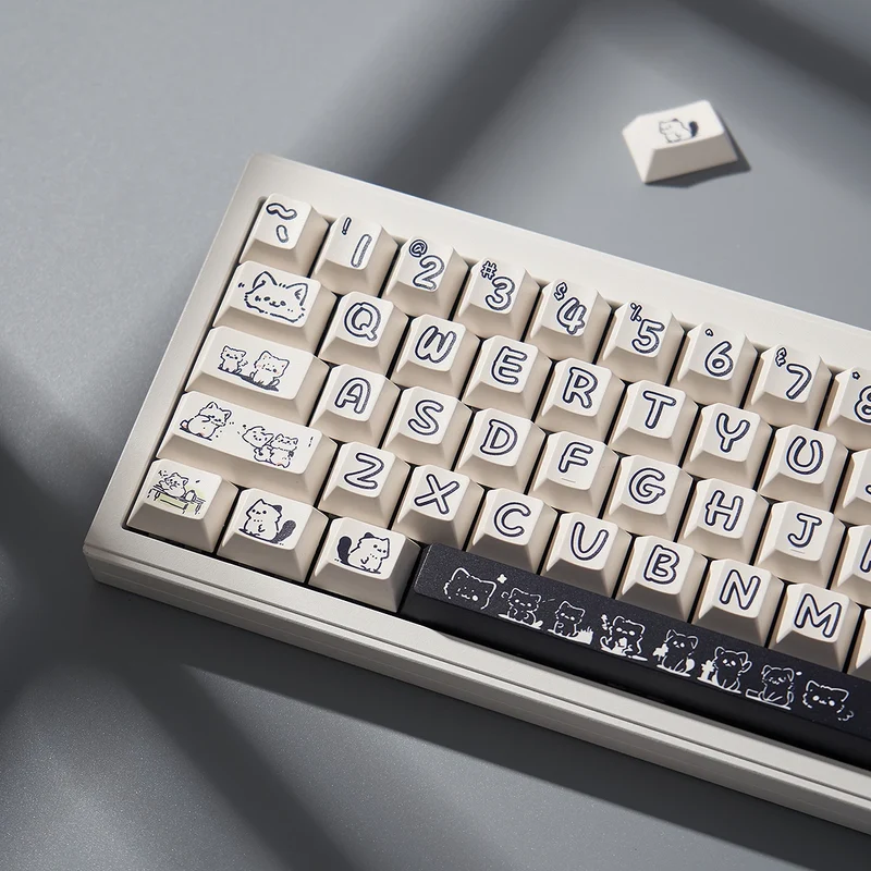 148 Keys Cute Kitten Cat Keycaps DYE-SUB Cherry Profile PBT Keycaps For Cherry MX Switch Mechanical Keyboards
