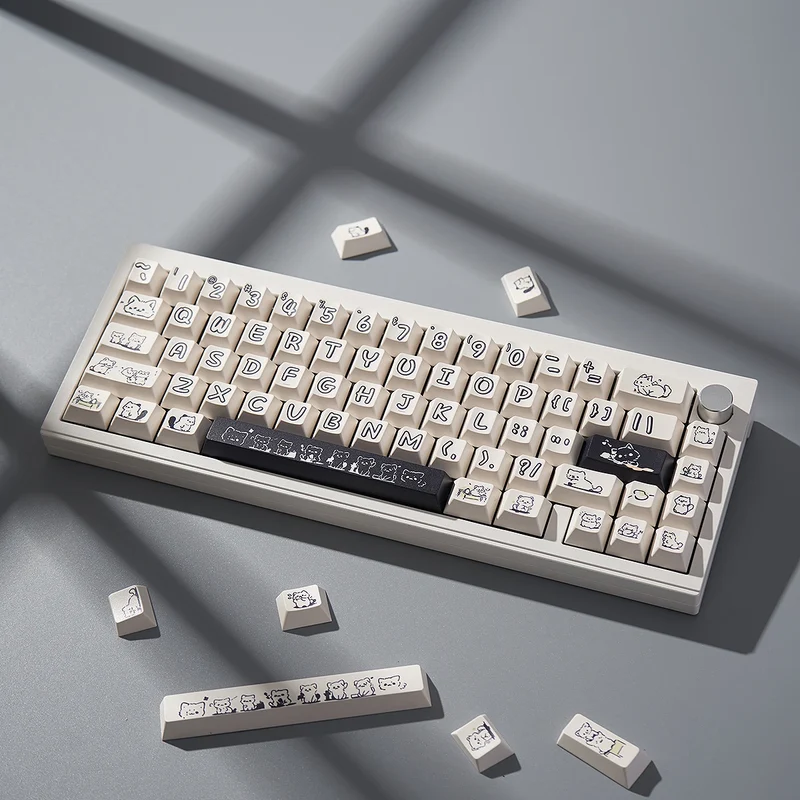 148 Keys Cute Kitten Cat Keycaps DYE-SUB Cherry Profile PBT Keycaps For Cherry MX Switch Mechanical Keyboards