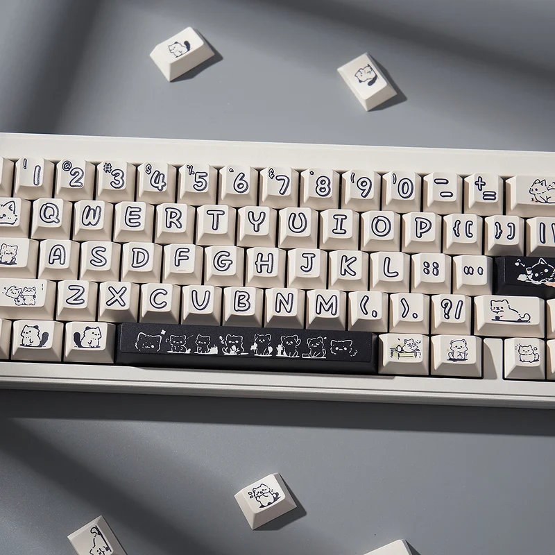 148 Keys Cute Kitten Cat Keycaps DYE-SUB Cherry Profile PBT Keycaps For Cherry MX Switch Mechanical Keyboards