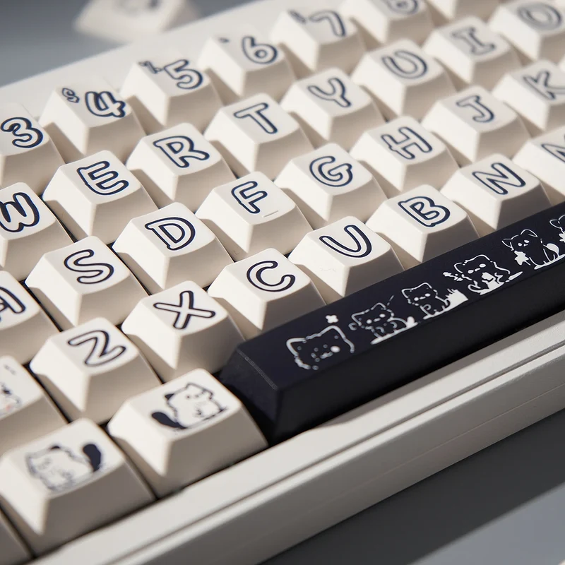 148 Keys Cute Kitten Cat Keycaps DYE-SUB Cherry Profile PBT Keycaps For Cherry MX Switch Mechanical Keyboards