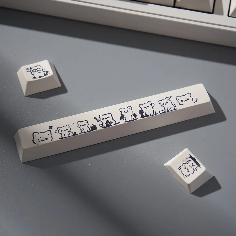 148 Keys Cute Kitten Cat Keycaps DYE-SUB Cherry Profile PBT Keycaps For Cherry MX Switch Mechanical Keyboards