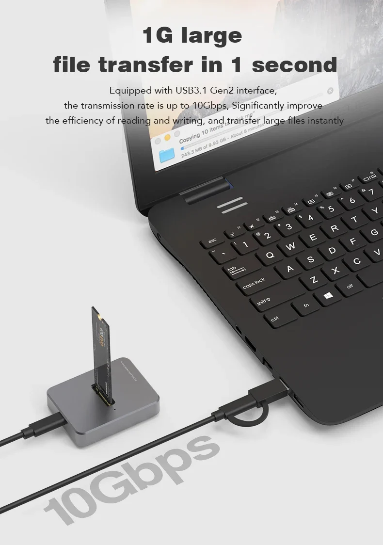 HDD Docking Station M.2 Caddy Box Base Adapter SATA/NVMe SSD Dual Protocol Solid State Mobile Hard Disk Enclosure USB C