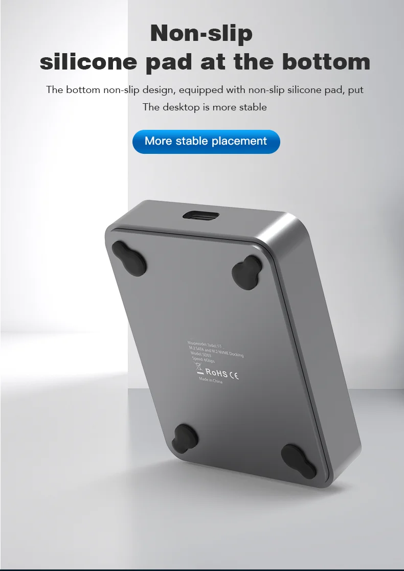 HDD Docking Station M.2 Caddy Box Base Adapter SATA/NVMe SSD Dual Protocol Solid State Mobile Hard Disk Enclosure USB C