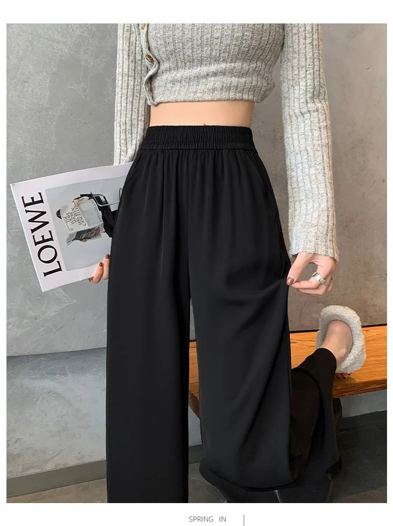 Wide Leg Pants Women's 2025 Summer Thin High Waist Dosing Straight Straight Pants Casual Loose All-match Slim-fit Mopping Pants