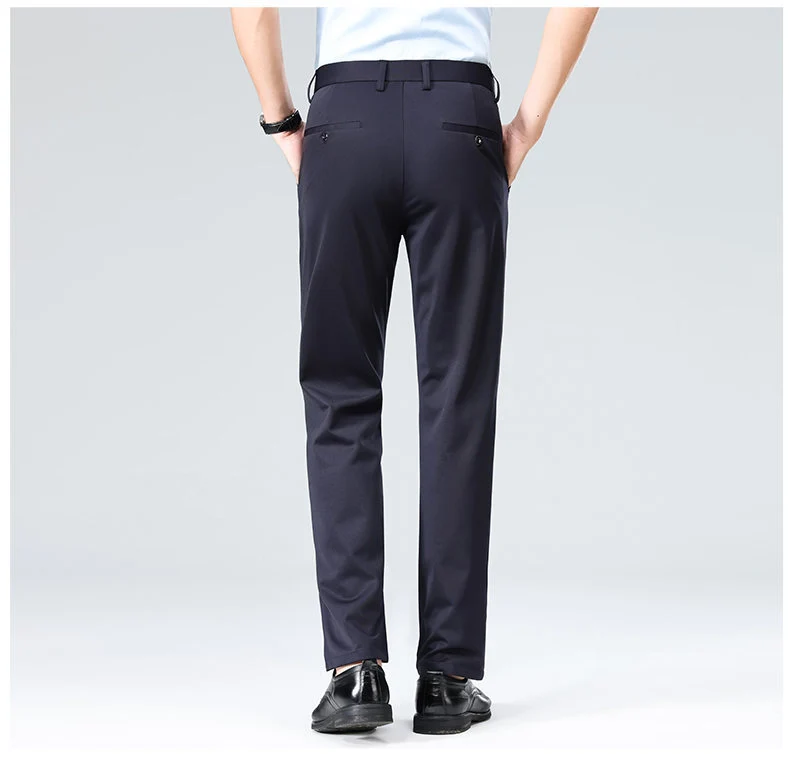 Wholesale casual pants men's four-sided elastic fabric summer ice silk pants trousers trousers high waist breathable iron-free formal trousers