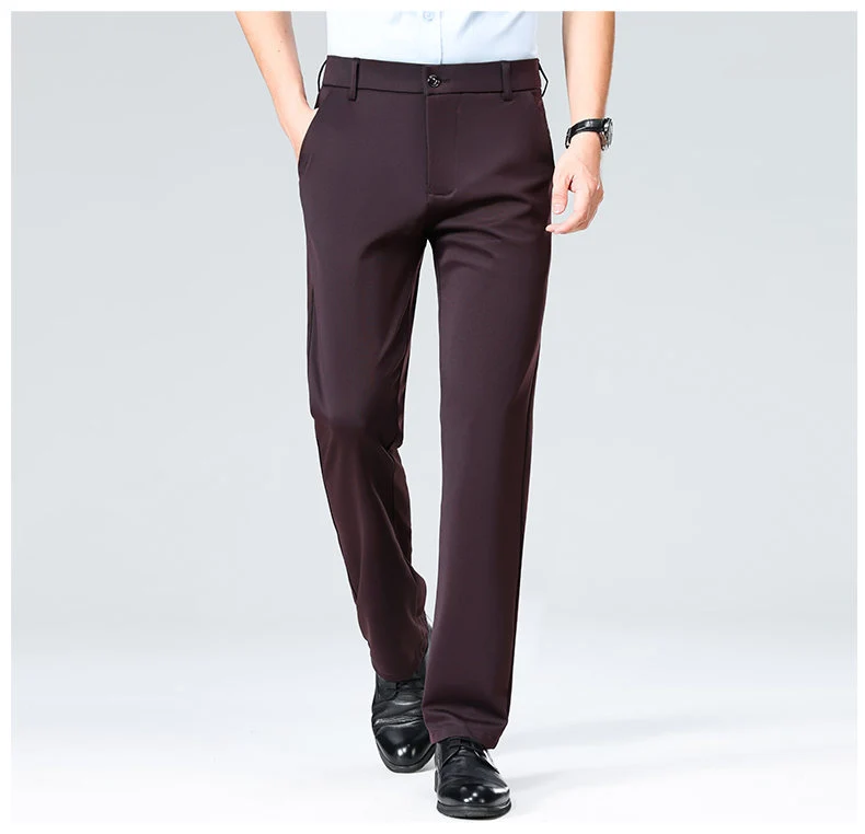 Wholesale casual pants men's four-sided elastic fabric summer ice silk pants trousers trousers high waist breathable iron-free formal trousers