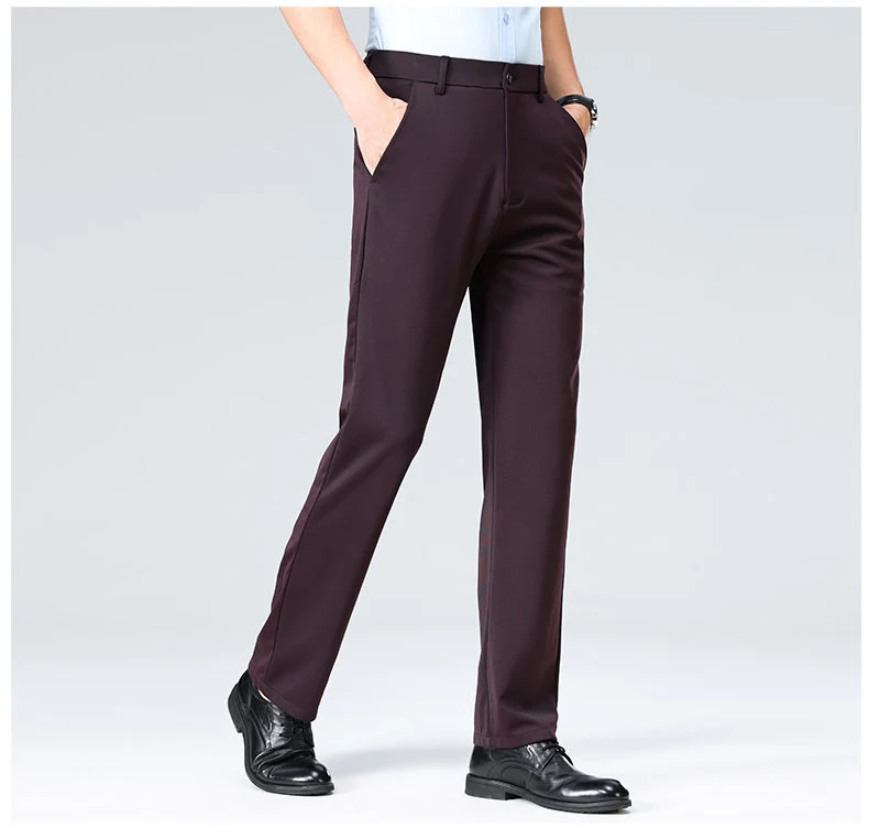 Wholesale casual pants men's four-sided elastic fabric summer ice silk pants trousers trousers high waist breathable iron-free formal trousers
