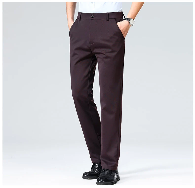 Wholesale casual pants men's four-sided elastic fabric summer ice silk pants trousers trousers high waist breathable iron-free formal trousers