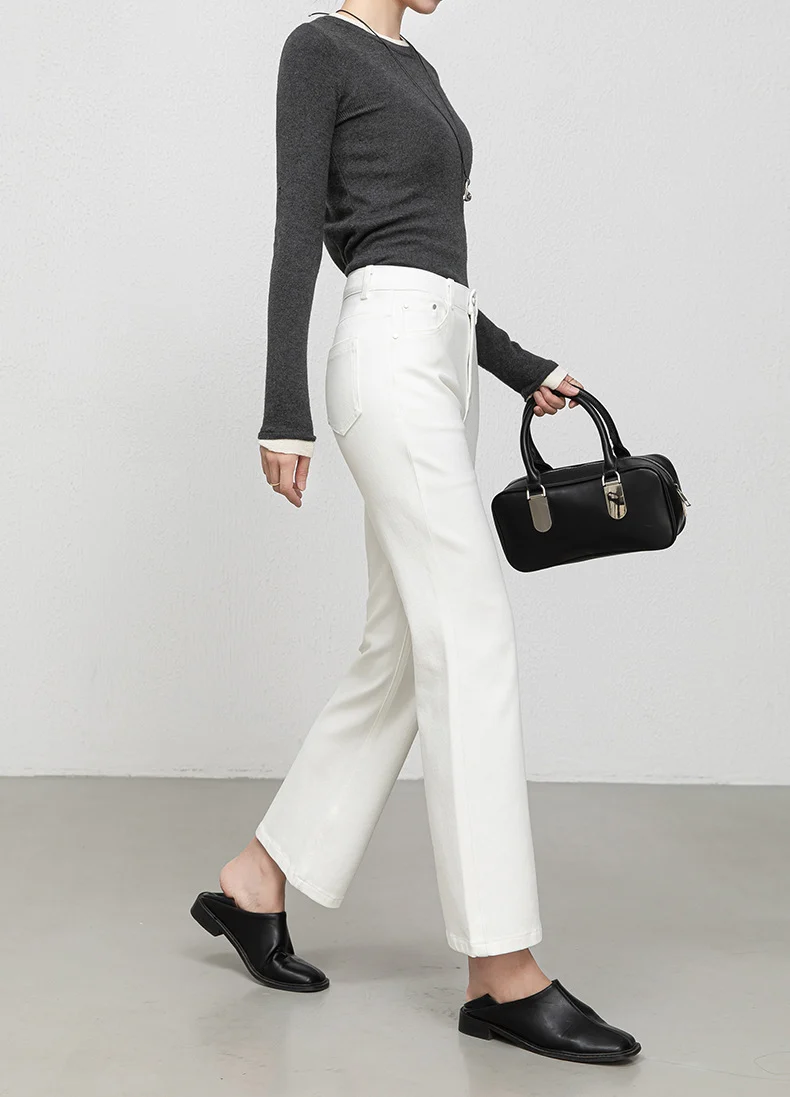 Miaoyu Nine-Point Flared Pants for Women, High-Waisted, Slimming, Nine-Point Jeans, Spring 2026, Four-Way Stretch Bell-Bottom Pants