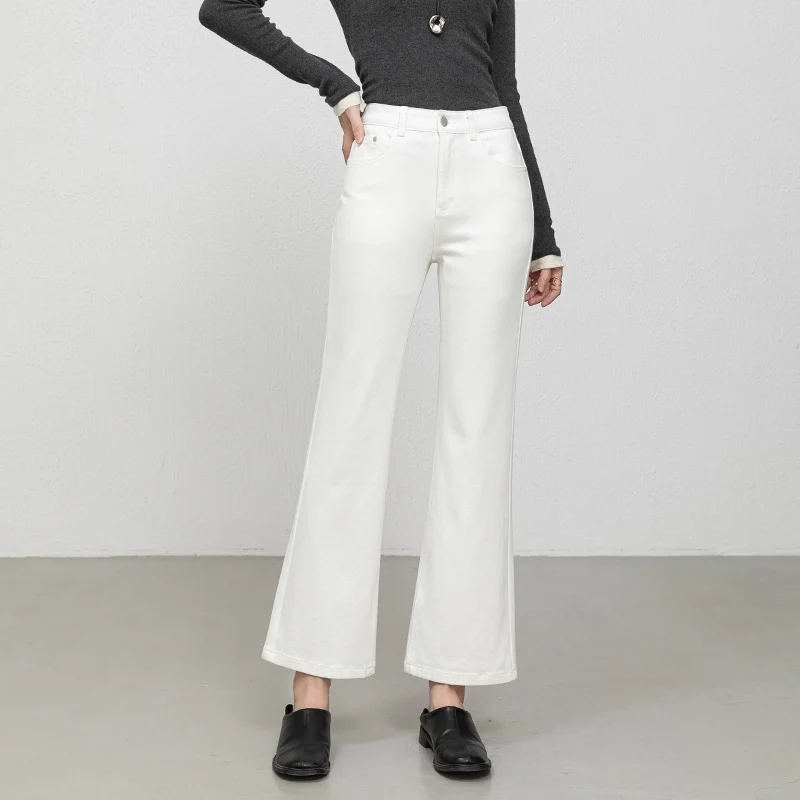 Miaoyu Nine-Point Flared Pants for Women, High-Waisted, Slimming, Nine-Point Jeans, Spring 2026, Four-Way Stretch Bell-Bottom Pants