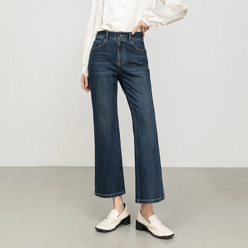 Miaoyu Nine-Point Flared Pants for Women, High-Waisted, Slimming, Nine-Point Jeans, Spring 2026, Four-Way Stretch Bell-Bottom Pants