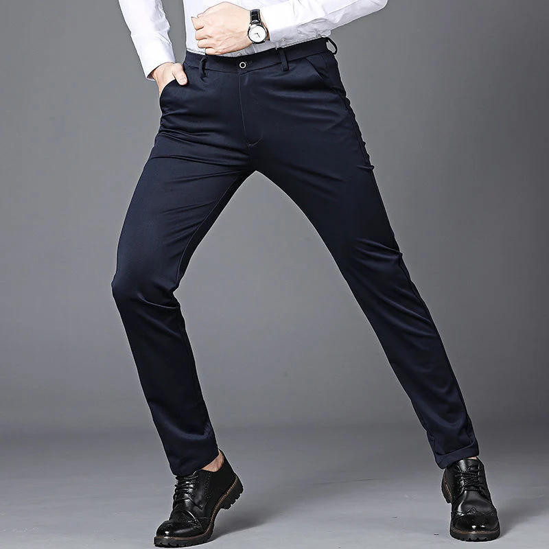 28-40 Summer New Men's Casual Pants Slim-fit Elastic Small Straight Korean Style Suit Pants Men's Pants