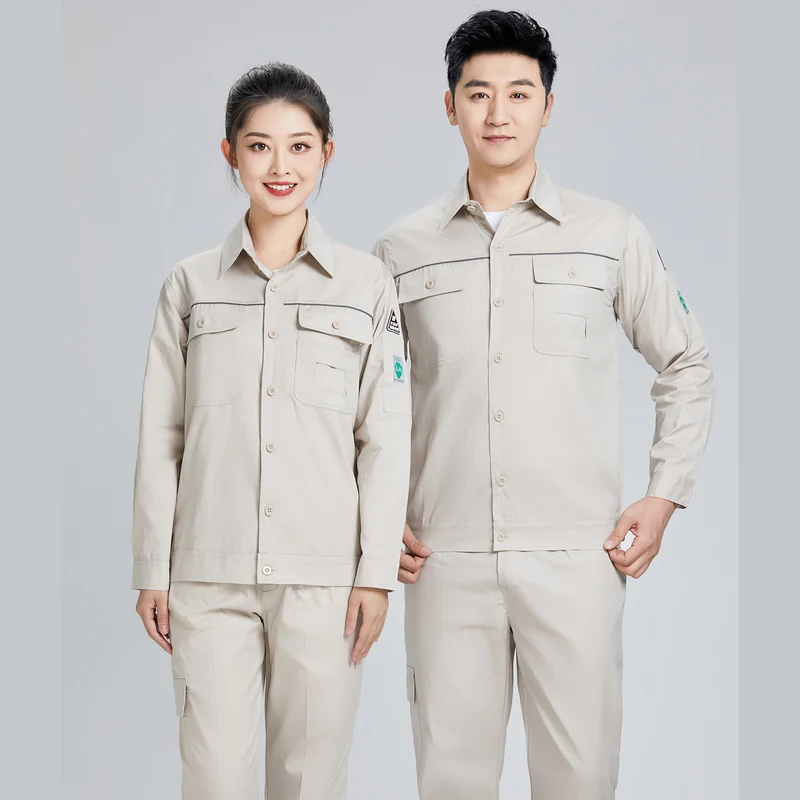 Pure cotton summer anti-static card pocket work clothes gas station filling station thin gas petrochemical long sleeve labor protection clothing