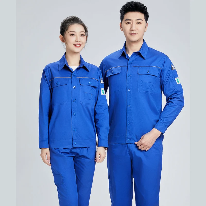 Pure cotton summer anti-static card pocket work clothes gas station filling station thin gas petrochemical long sleeve labor protection clothing