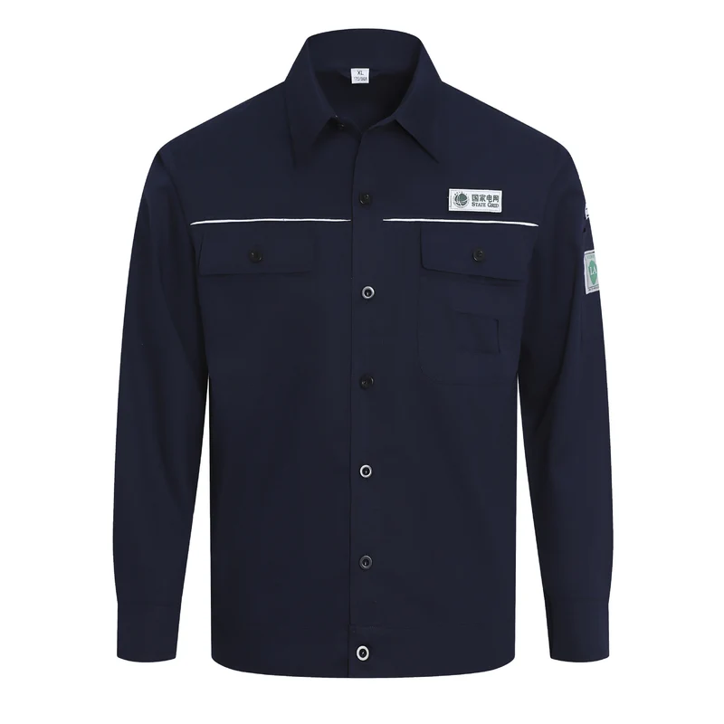 Pure cotton summer anti-static card pocket work clothes gas station filling station thin gas petrochemical long sleeve labor protection clothing