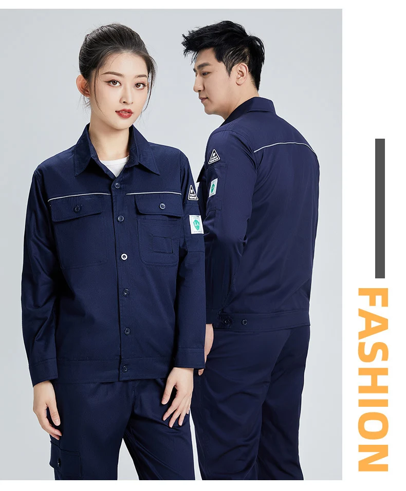 Pure cotton summer anti-static card pocket work clothes gas station filling station thin gas petrochemical long sleeve labor protection clothing
