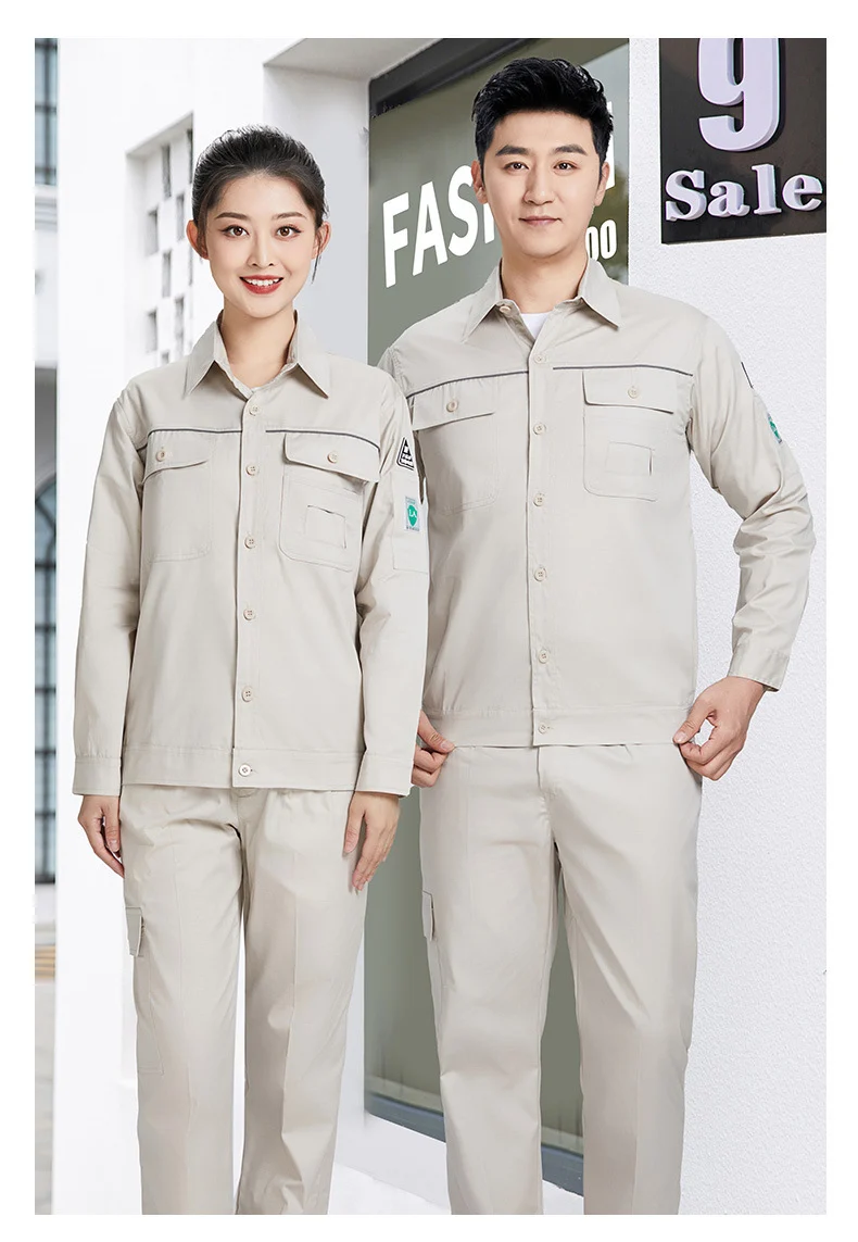 Pure cotton summer anti-static card pocket work clothes gas station filling station thin gas petrochemical long sleeve labor protection clothing