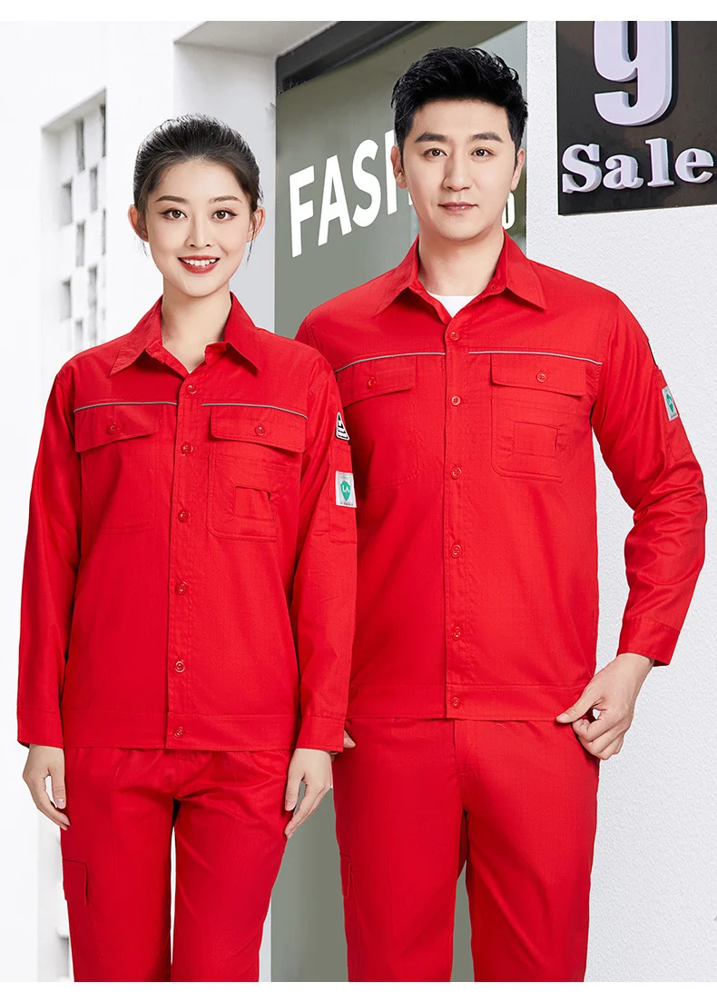 Pure cotton summer anti-static card pocket work clothes gas station filling station thin gas petrochemical long sleeve labor protection clothing