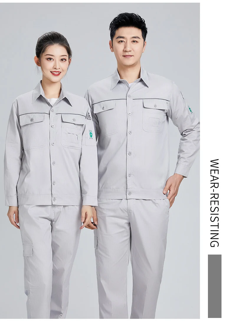 Pure cotton summer anti-static card pocket work clothes gas station filling station thin gas petrochemical long sleeve labor protection clothing