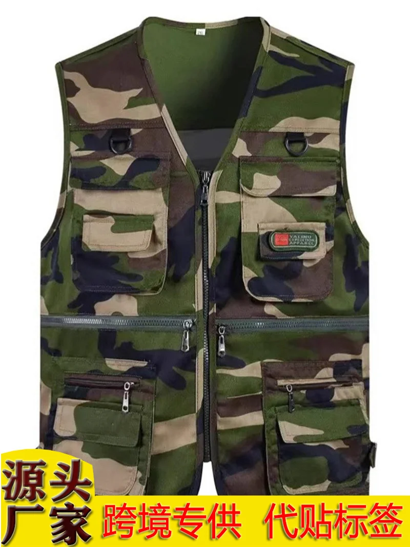 Cross-Border Outdoor Multi-Pocket Vest Men's Fishing Vest Photography Middle-Aged Men's Tops Work Clothes Middle-Aged and Elderly Dad Wear