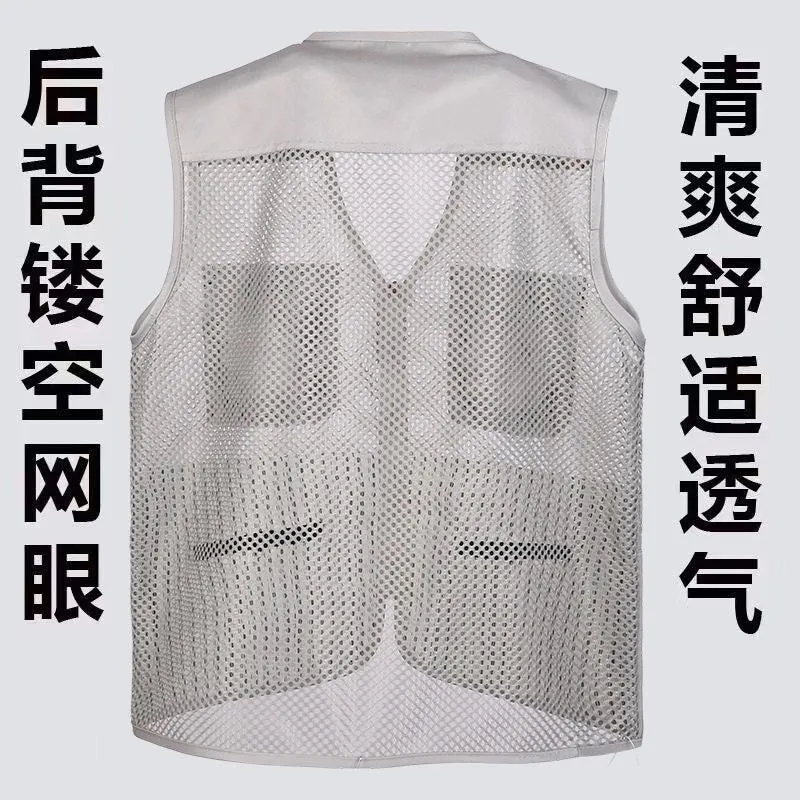Cross-Border Outdoor Multi-Pocket Vest Men's Fishing Vest Photography Middle-Aged Men's Tops Work Clothes Middle-Aged and Elderly Dad Wear