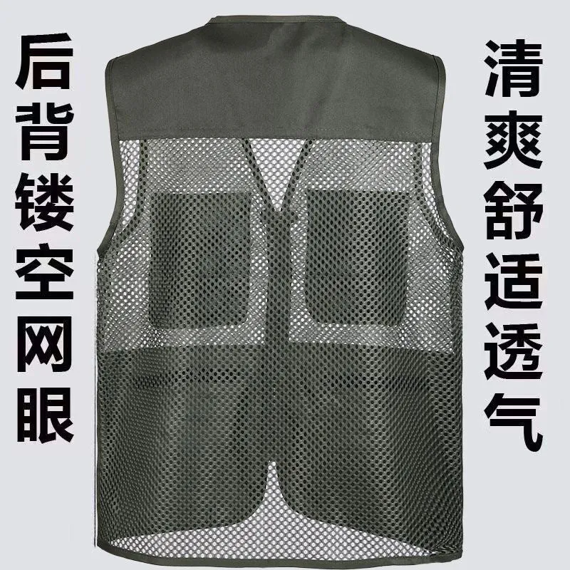 Cross-Border Outdoor Multi-Pocket Vest Men's Fishing Vest Photography Middle-Aged Men's Tops Work Clothes Middle-Aged and Elderly Dad Wear