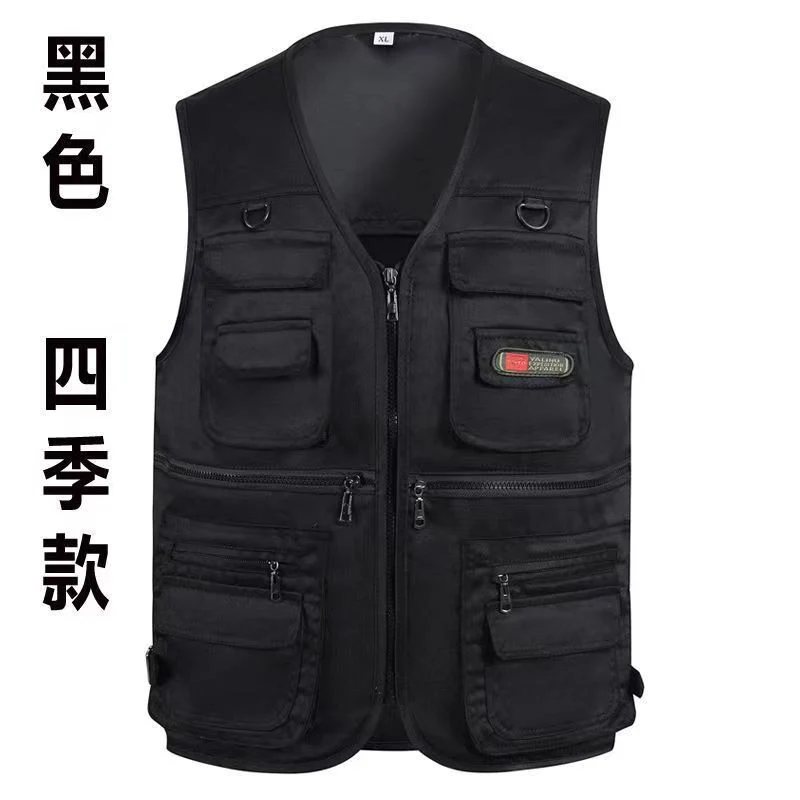 Cross-Border Outdoor Multi-Pocket Vest Men's Fishing Vest Photography Middle-Aged Men's Tops Work Clothes Middle-Aged and Elderly Dad Wear