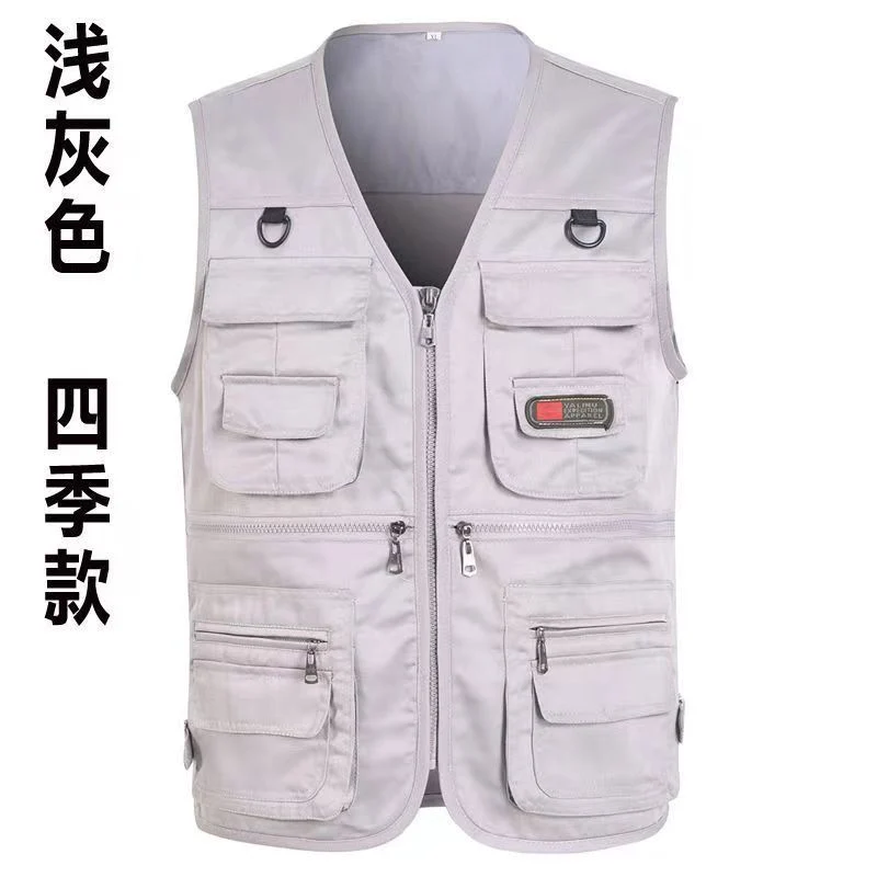 Cross-Border Outdoor Multi-Pocket Vest Men's Fishing Vest Photography Middle-Aged Men's Tops Work Clothes Middle-Aged and Elderly Dad Wear