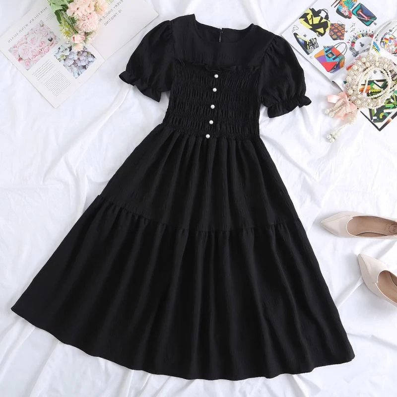 Chiffon Short-sleeved Dress for Women New ins Sense Niche Mid-length French Douyin Slimming Look Skirt