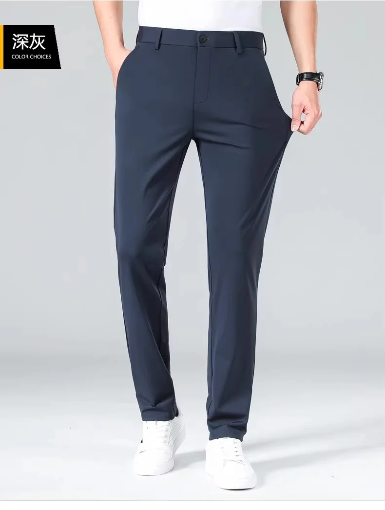 Wholesale Men's Business Wear Slim-fit Pants Summer Casual Men's Wear Youth Work Dress Black Workwear Pants