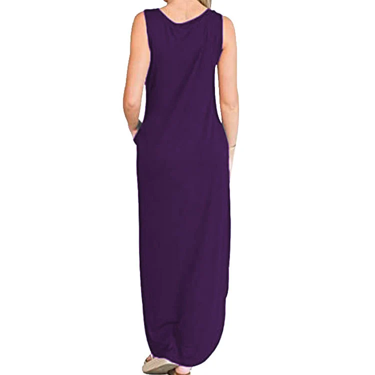 Spot Amazon Independent Station Ebay Women's Dress Good Vibes Rainbow Flap Pocket Pants Casual Sleeveless Long Skirt